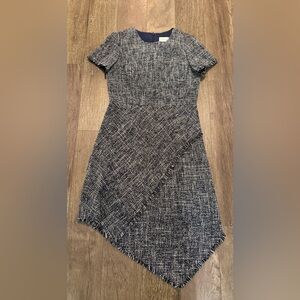 Eliza J Asymmetric Tweed Fit and Flare Dress
